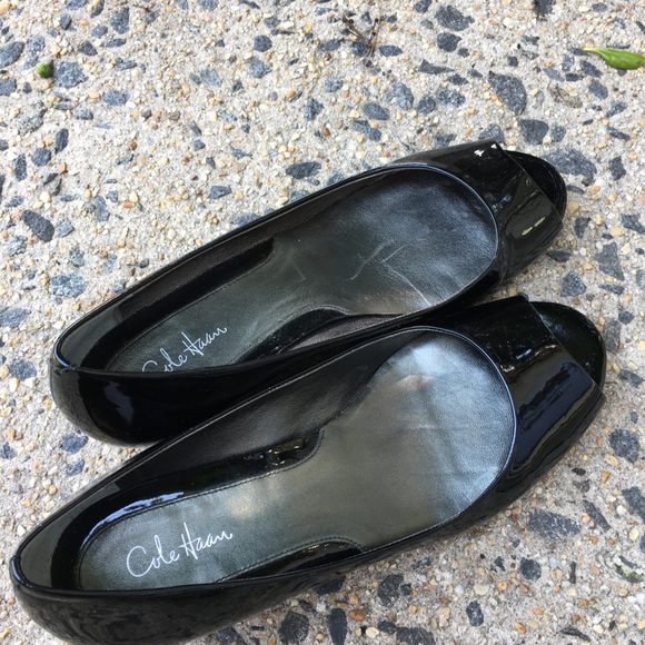 Cole Haan Air Tali 8B Black Patent Leather  Wedge - Picture 7 of 8